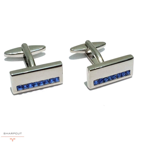 Blue Crystal Cufflinks sharpcut