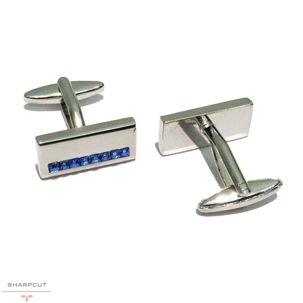 Blue Crystal Cufflinks sharpcut