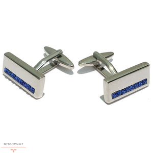 Blue Crystal Cufflinks sharpcut