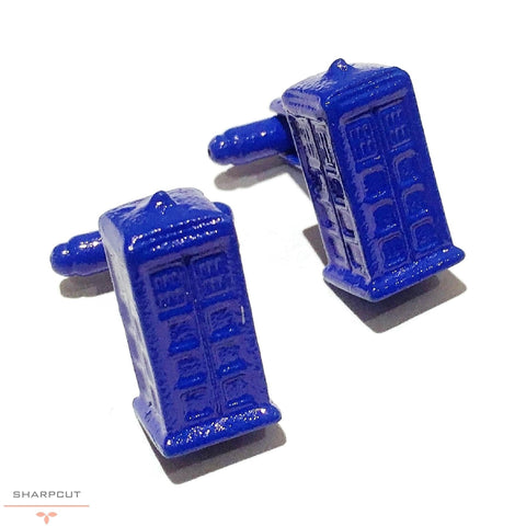 blue tardis cufflinks sharpcut