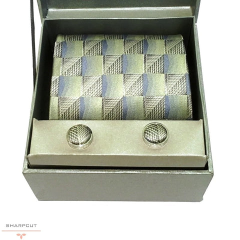 Gold Horizon Pure Silk Tie & Cufflinks sharpcut