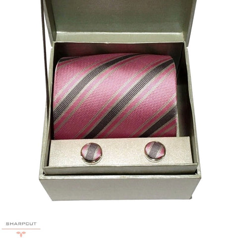 Rapallo Pink Pure Silk Tie & Cufflinks sharpcut