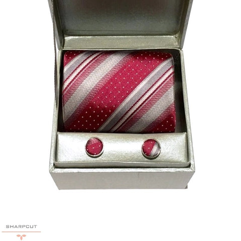 Rovigo White Pure Silk Tie & Cufflinks sharpcut