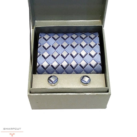 White Diamond Pure Silk Tie & Cufflinks sharpcut