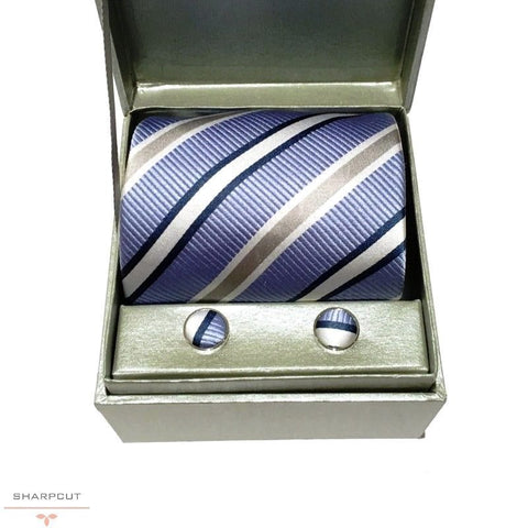 White Rush Pure Silk Tie & Cufflinks sharpcut