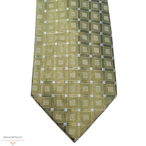 Gold Checker Pure Silk Tie sharpcut