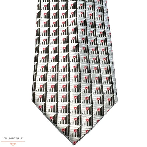 High Rise White Pure Silk Tie sharpcut