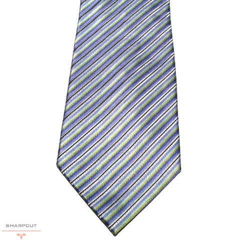 Purple Green Distinct Pure Silk Tie sharpcut