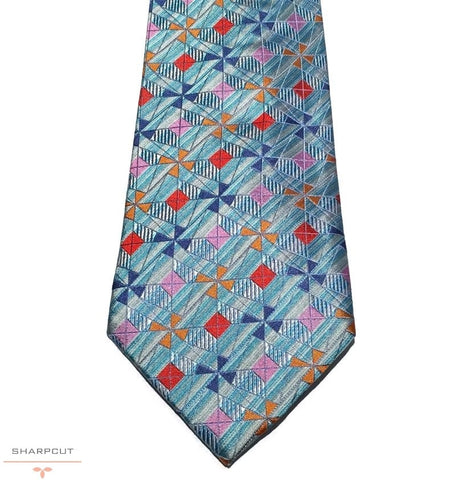 Rainbow Blue Circus Pure Silk Tie sharpcut