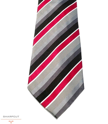 Red Black Block Pure Silk Tie sharpcut