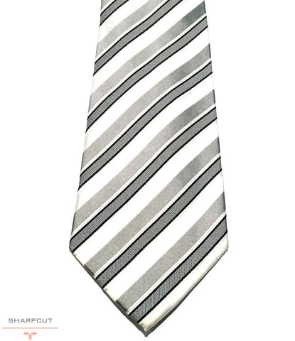 Universal White Grey Pure Silk Tie sharpcut