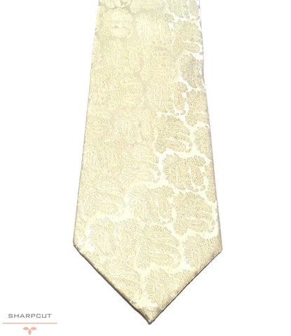 Wedding White Floral Pure Silk Tie sharpcut