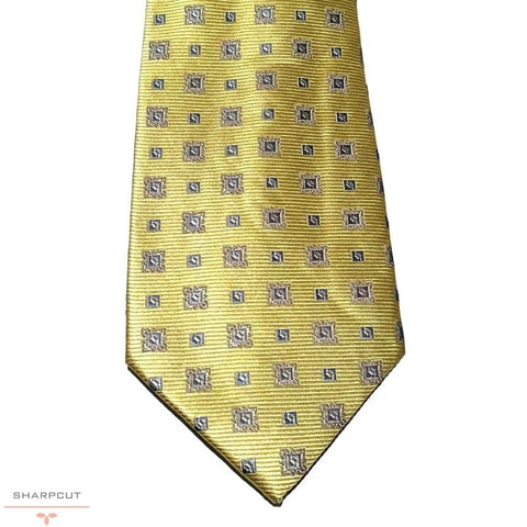 Yellow Trim Pure Silk Tie sharpcut