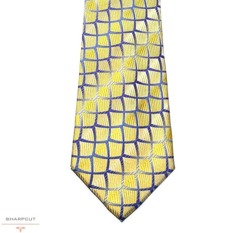 Yellow Web Pure Silk Tie sharpcut