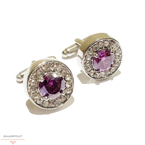 Purple Clear Stone Cufflinks sharpcut