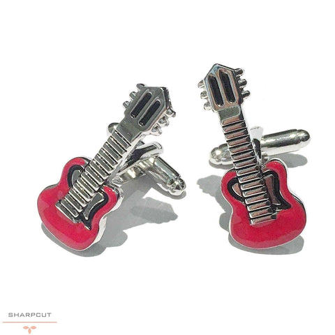 Red Electric Guitar Cufflinks sharpcut