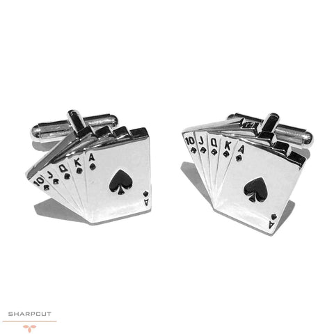 Royal Flush Cards Cufflinks sharpcut