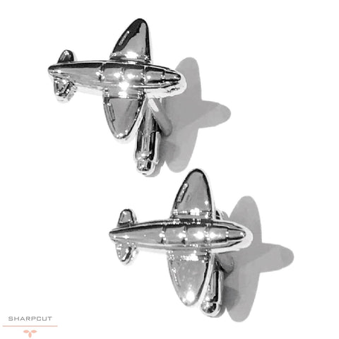 silver airplane cufflinks sharpcut