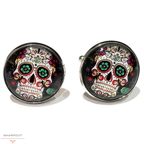 Skull Day of the Dead 1 Cufflinks sharpcut