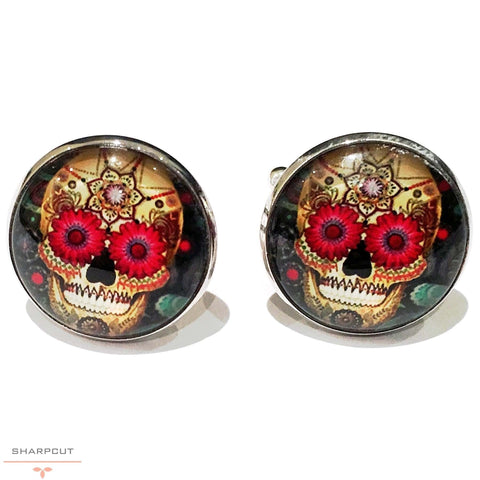 Skull Day of the Dead Cufflinks sharpcut