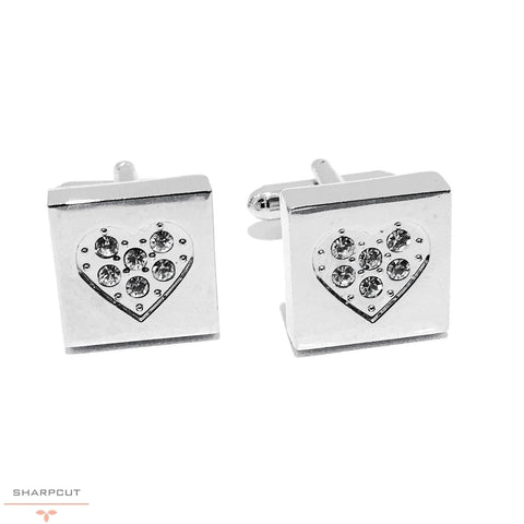 Valentines Heart Cufflinks sharpcut